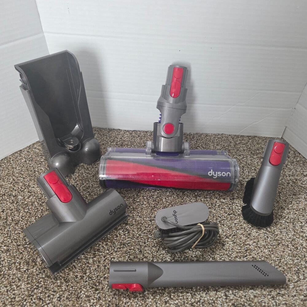 Genuine Dyson V7 V8 V10 V11 Soft Roller Head Charger Dock & Attachments Bundle
